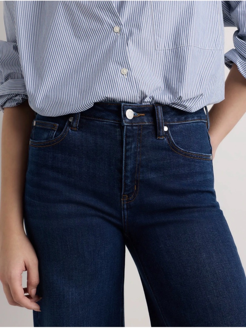 Quince Bella Stretch Palazzo Jeans in Midnight Blue: 28 - Picture 3 of 7